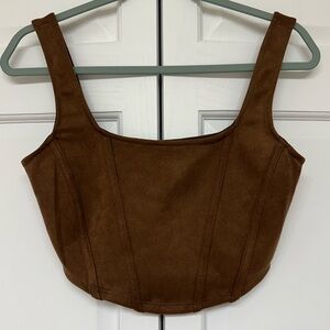 Blāshe Brown Faux Suede Corset Style Tank Top Size Small